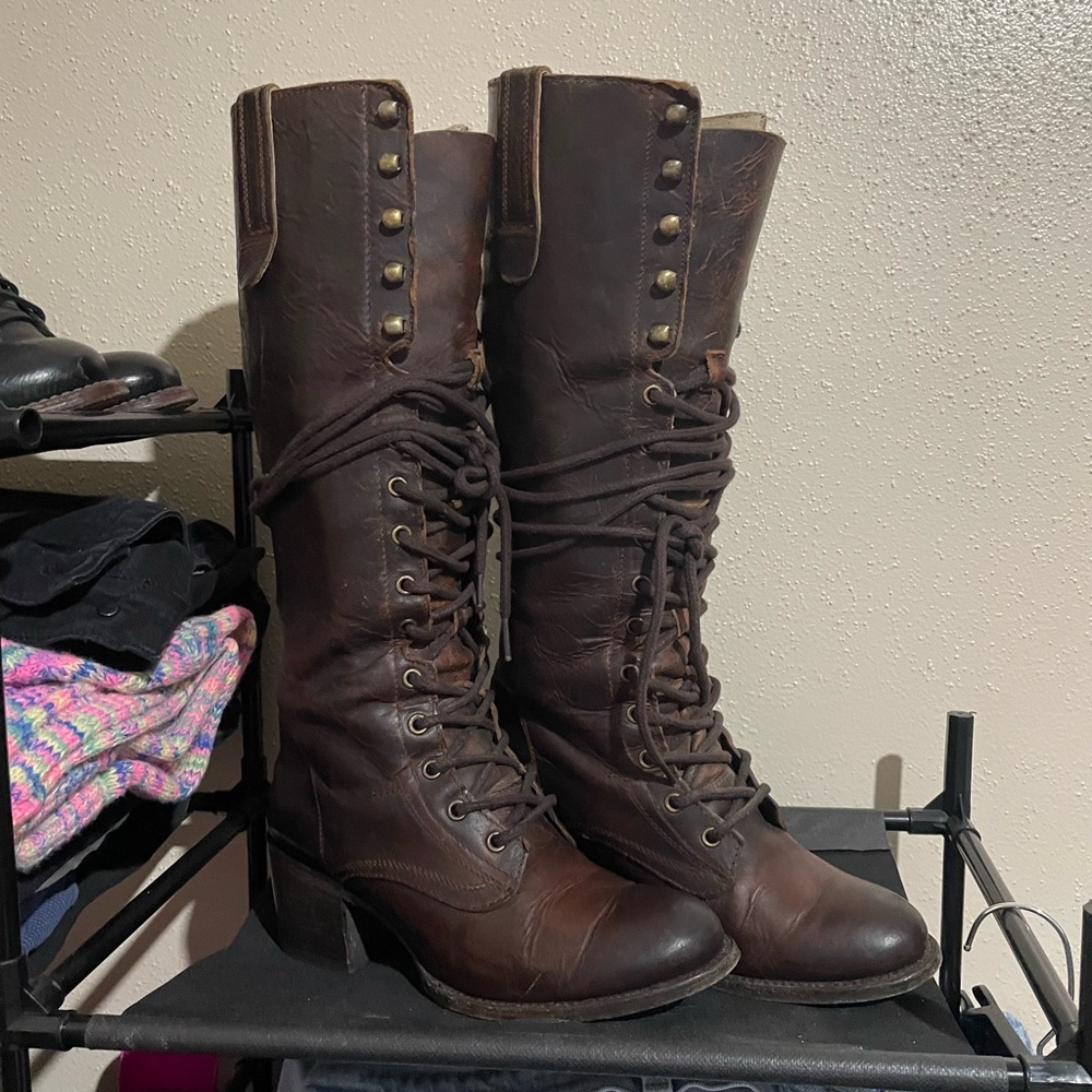 Freebird By Steven Brown Chocolate Grany (Granny) Knee High Boots